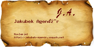 Jakubek Agenór névjegykártya